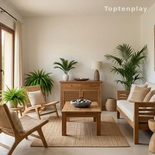 Intérieur zen et balinais d'une maison méditerranéenne