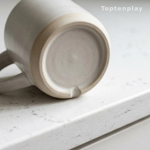 Fond d'une tasse en grès retournée montrant une encoche lisse et régulière