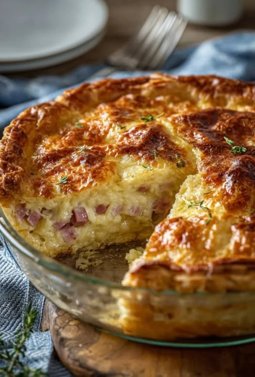 La tourte jambon-suisse qui forme sa propre croûte à la cuisson