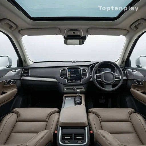 Habitacle de SUV 7 places avec grand écran central et toit panoramique
