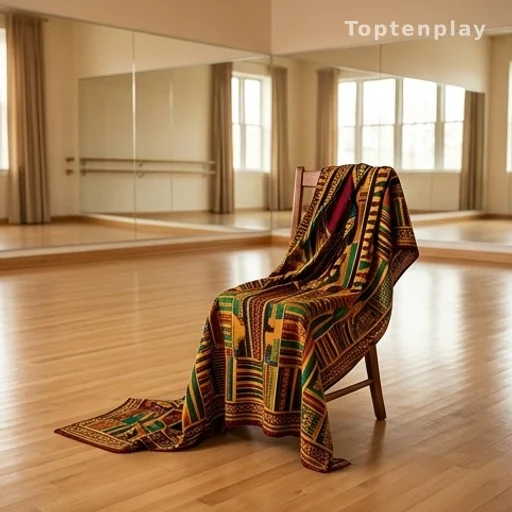 Studio de danse avec parquet et tissu aux couleurs africaines