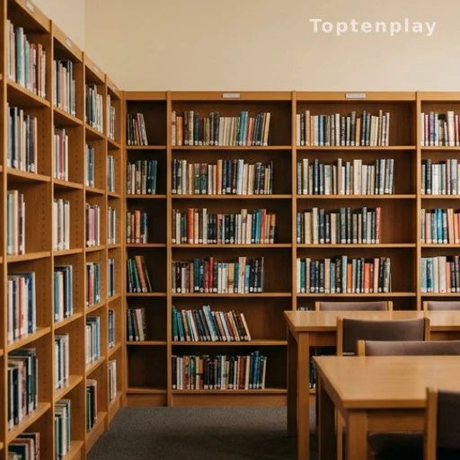 Bibliothèque scolaire avec rayonnages de livres, évoquant la reconversion en documentaliste