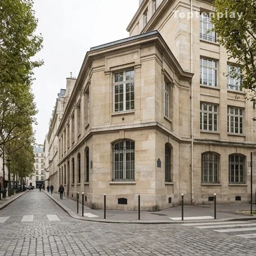 Façade d'une école publique parisienne dans une rue calme du 5e arrondissement