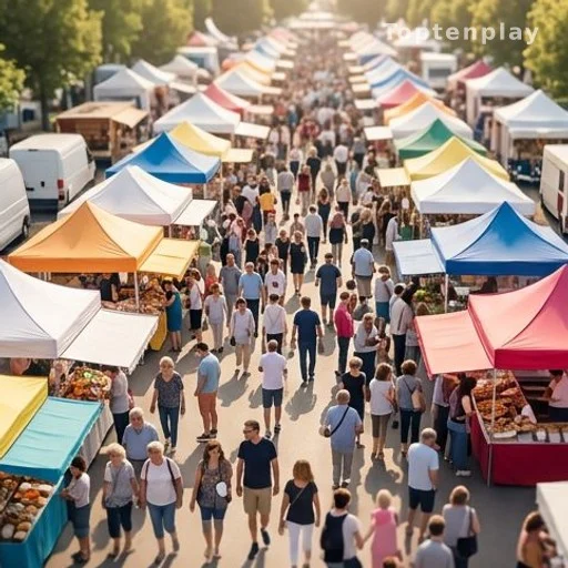 Foire populaire estivale animée, illustration des déplacements de terrain d'Attal