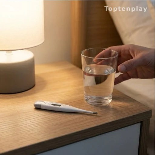 Thermomètre médical sur table de nuit, évoquant les symptômes de listériose