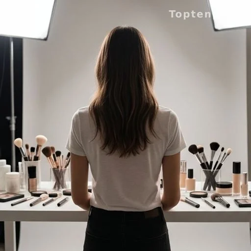 Silhouette d'une femme de dos dans les coulisses d'une campagne beauté