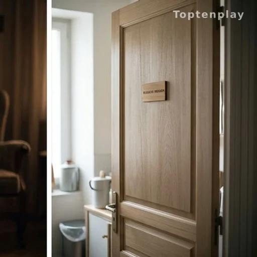 Porte fermée d'un cabinet professionnel avec pancarte, lumière naturelle
