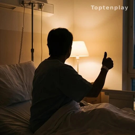Silhouette d'une patiente dans un lit d'hôpital, geste positif