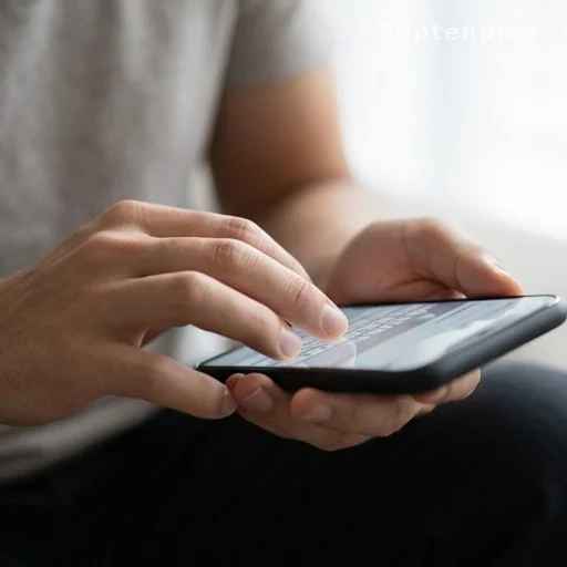 Mains anonymes tenant un smartphone, publication sur les réseaux sociaux