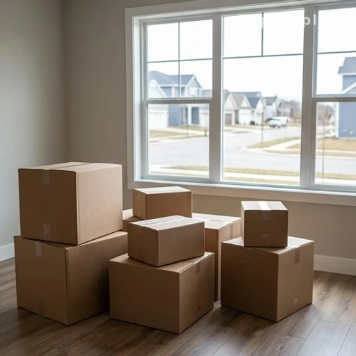 Cartons de déménagement dans un salon vide, symbole de rupture des liens sociaux