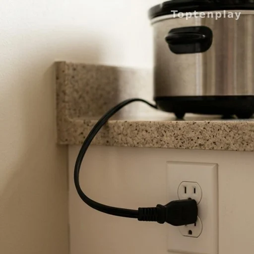 Prise électrique d'un mijoteur branché, symbole d'économie d'énergie