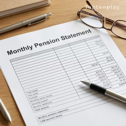 Document de relevé de pension de retraite posé sur un bureau