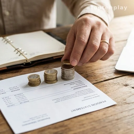 Simulation de montant de pension avec pièces de monnaie et relevé de retraite