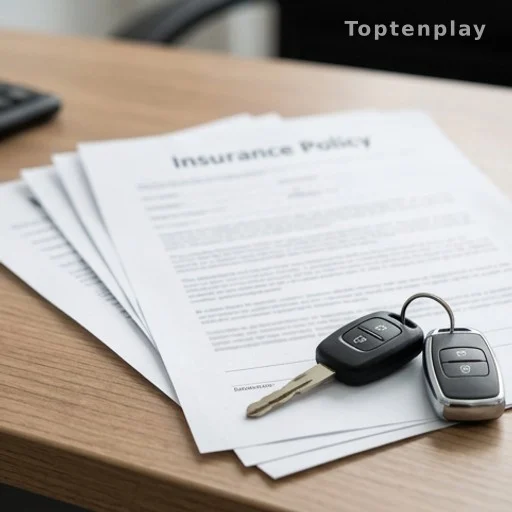Document d'assurance automobile posé sur un bureau avec des clés de voiture