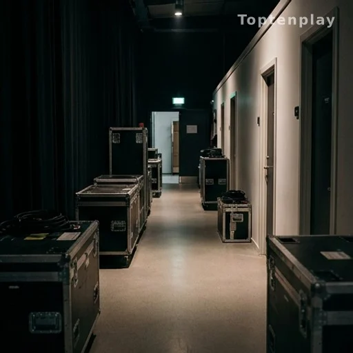 Couloir de coulisses vide dans un studio de télévision