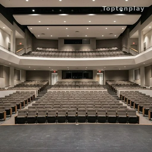 Intérieur d'une salle de concert vide, cadre juridique des spectacles