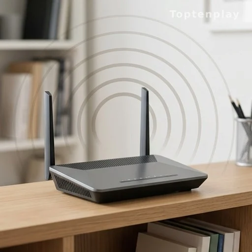 Routeur Wi-Fi émettant des ondes radio dans toutes les directions